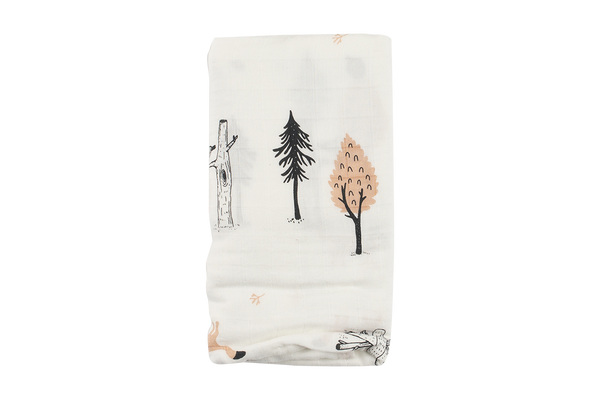 חיתול טטרה במבוק לבן בהדפס היער הסודי- קטן