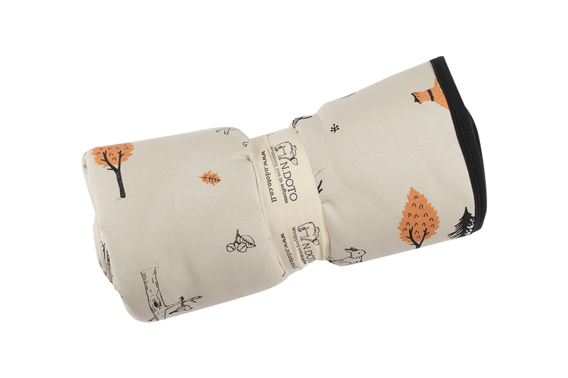 שמיכה עם מילוי בגודל יחיד בצבע אפור בהיר עם הדפס היער הסודי - NDOTO TEXTILE